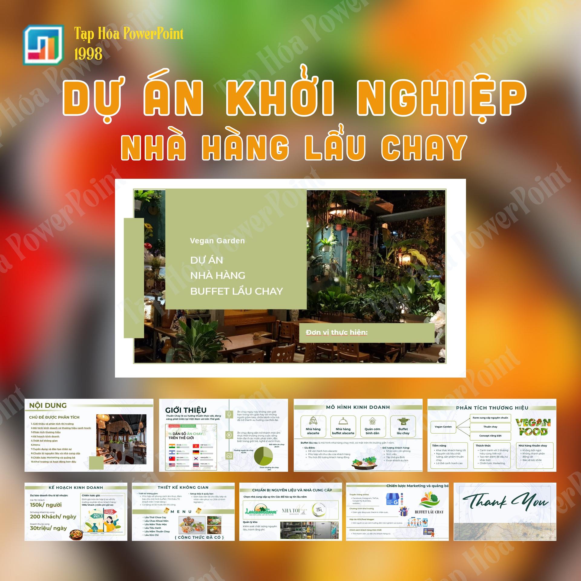 Slide Dự án khởi nghiệp nhà hàng lẩu chay