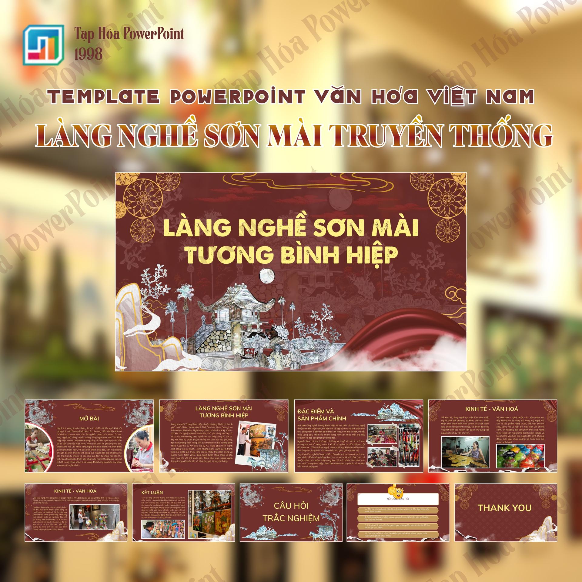 Template PowerPoint Văn Hóa Việt Nam – Làng Nghề Sơn Mài Truyền Thống