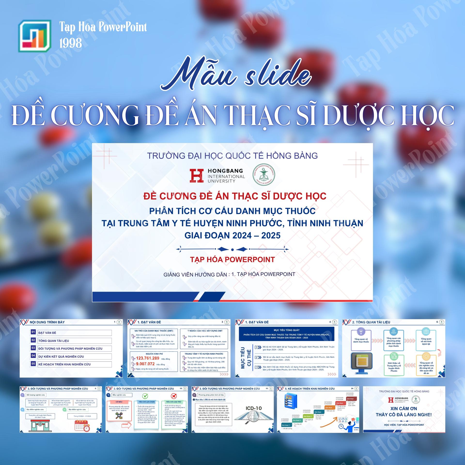 Mẫu SLIDE ĐỀ CƯƠNG ĐỀ ÁN THẠC SĨ DƯỢC HỌC