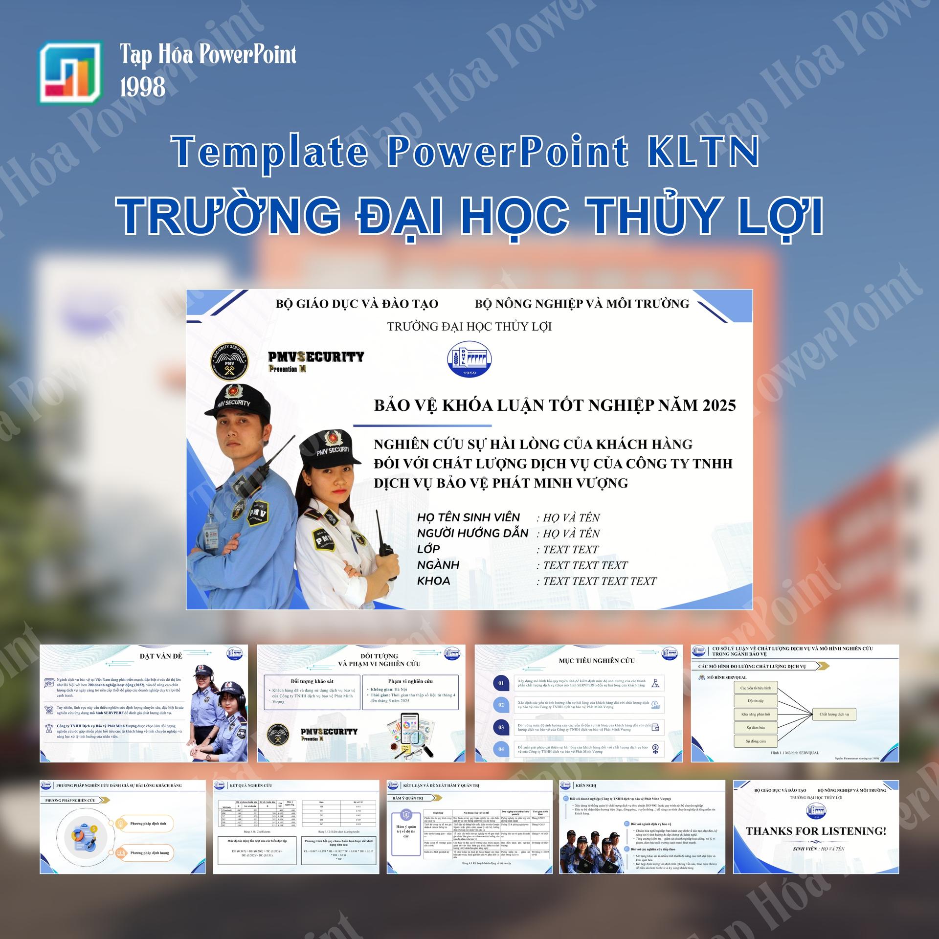 Template PowerPoint Khóa Luận Tốt Nghiệp TRƯỜNG ĐẠI HỌC THỦY LỢI