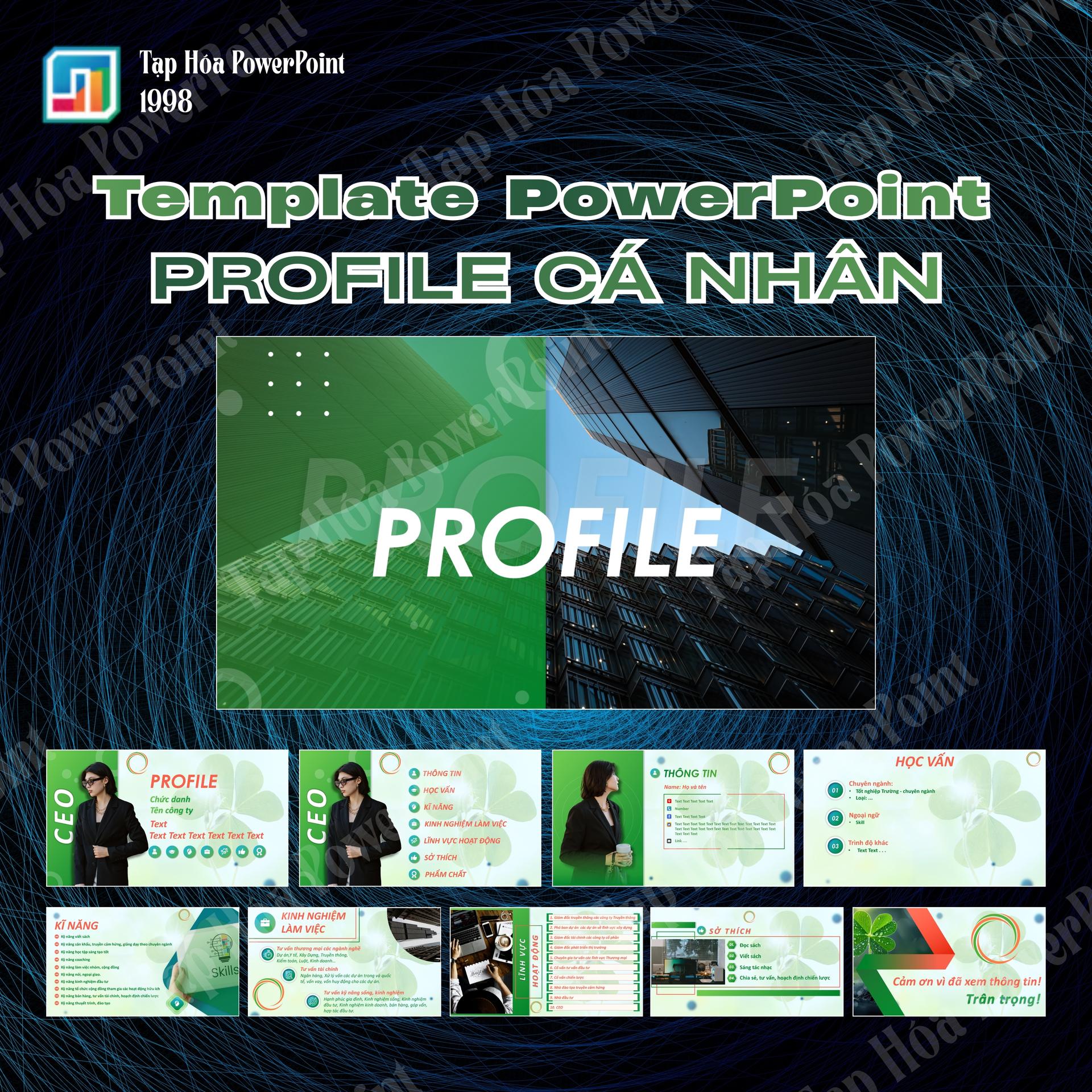 Template PowerPoint Profile Cá Nhân – CV Giới Thiệu Bản Thân Chuyên Nghiệp